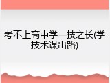 考不上高中学一技之长(学技术谋出路)