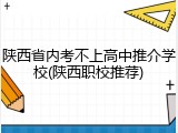 陕西省内考不上高中推介学校(陕西职校推荐)