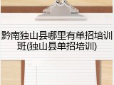 黔南独山县哪里有单招培训班(独山县单招培训)