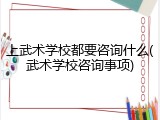 上武术学校都要咨询什么(武术学校咨询事项)