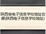 陕西省电子信息学校地址在哪(陕西电子信息学校地址)