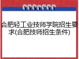 合肥轻工业技师学院招生要求(合肥技师招生条件)