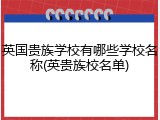 英国贵族学校有哪些学校名称(英贵族校名单)