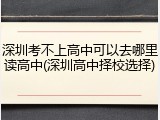 深圳考不上高中可以去哪里读高中(深圳高中择校选择)
