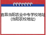 宜昌当阳农业中专学校地址(当阳农校地址)
