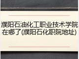 濮阳石油化工职业技术学院在哪了(濮阳石化职院地址)