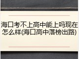 海口考不上高中能上吗现在怎么样(海口高中落榜出路)