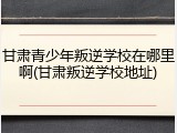 甘肃青少年叛逆学校在哪里啊(甘肃叛逆学校地址)