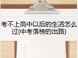考不上高中以后的生活怎么过(中考落榜的出路)