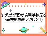 东影摄影艺考培训学校怎么样(东影摄影艺考如何)