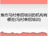 焦作马村单招培训的机构有哪些(马村单招培训)
