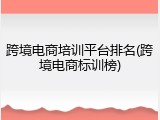 跨境电商培训平台排名(跨境电商标训榜)
