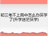 初三考不上高中怎么办厌学了(升学迷茫厌学)