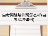 自考网络培训班怎么样(自考网培如何)