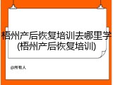 梧州产后恢复培训去哪里学(梧州产后恢复培训)