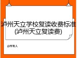 泸州天立学校复读收费标准(泸州天立复读费)