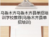 乌鲁木齐乌鲁木齐县单招培训学校推荐(乌鲁木齐县单招培训)