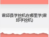 霍邱县学挖机在哪里学(霍邱学挖机)