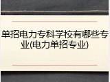 单招电力专科学校有哪些专业(电力单招专业)