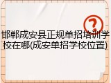 邯郸成安县正规单招培训学校在哪(成安单招学校位置)