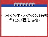 石油技校中专技校公办有那些(公办石油技校)