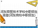 河东商贸技术学校中职招生简章(河东商校中职招生)