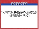 银川兴庆数控学校有哪些(银川数控学校)