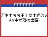 河南中考考不上高中吗怎么办(中考落榜出路)