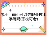 考不上高中可以去职业技术学院吗(职校可考)