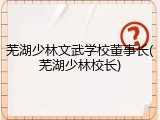 芜湖少林文武学校董事长(芜湖少林校长)