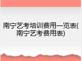 南宁艺考培训费用一览表(南宁艺考费用表)
