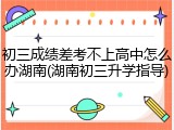 初三成绩差考不上高中怎么办湖南(湖南初三升学指导)