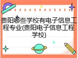 贵阳哪些学校有电子信息工程专业(贵阳电子信息工程学校)