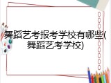 舞蹈艺考报考学校有哪些(舞蹈艺考学校)