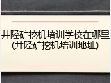 井陉矿挖机培训学校在哪里(井陉矿挖机培训地址)