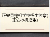 正安县挖机学校招生简章(正安挖机招生)