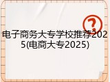 电子商务大专学校推荐2025(电商大专2025)