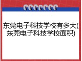 东莞电子科技学校有多大(东莞电子科技学校面积)