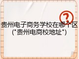 贵州电子商务学校在哪个区("贵州电商校地址")