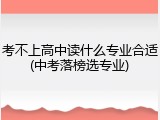 考不上高中读什么专业合适(中考落榜选专业)