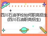 四川石油学校如何职高招生(四川石油职高招生)