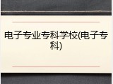 电子专业专科学校(电子专科)