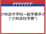 少林武术学校一般学费多少("少林武校学费")
