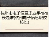 杭州市电子信息职业学校校长是谁(杭州电子信息职校校长)