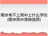 南京考不上高中上什么学校(南京高中落榜选择)