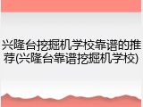 兴隆台挖掘机学校靠谱的推荐(兴隆台靠谱挖掘机学校)
