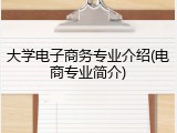 大学电子商务专业介绍(电商专业简介)