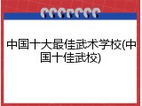 中国十大最佳武术学校(中国十佳武校)