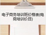 电子商务培训班价格表(电商培训价目)