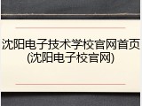 沈阳电子技术学校官网首页(沈阳电子校官网)
